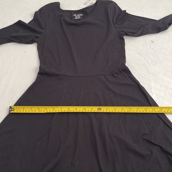 The children’s place black stretch long sleeve crew neck fit and flare dress - Picture 8 of 9